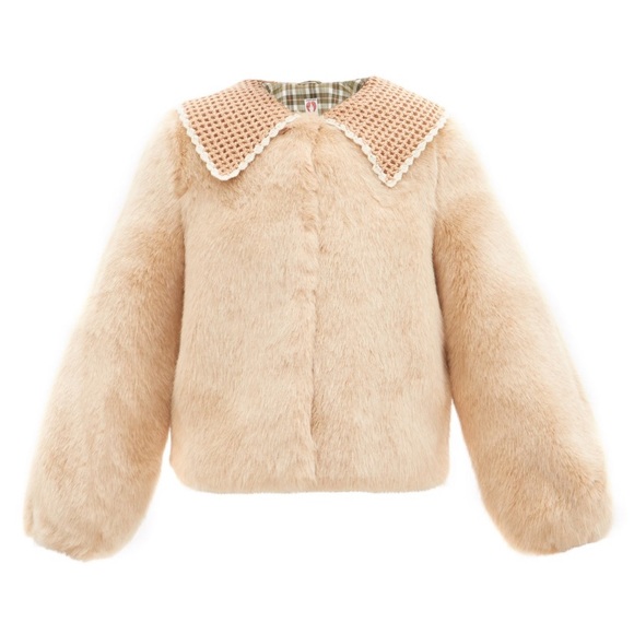 NWT Shrimps Ralph Crochet-Collar Faux Fur Jacket - Picture 7 of 11